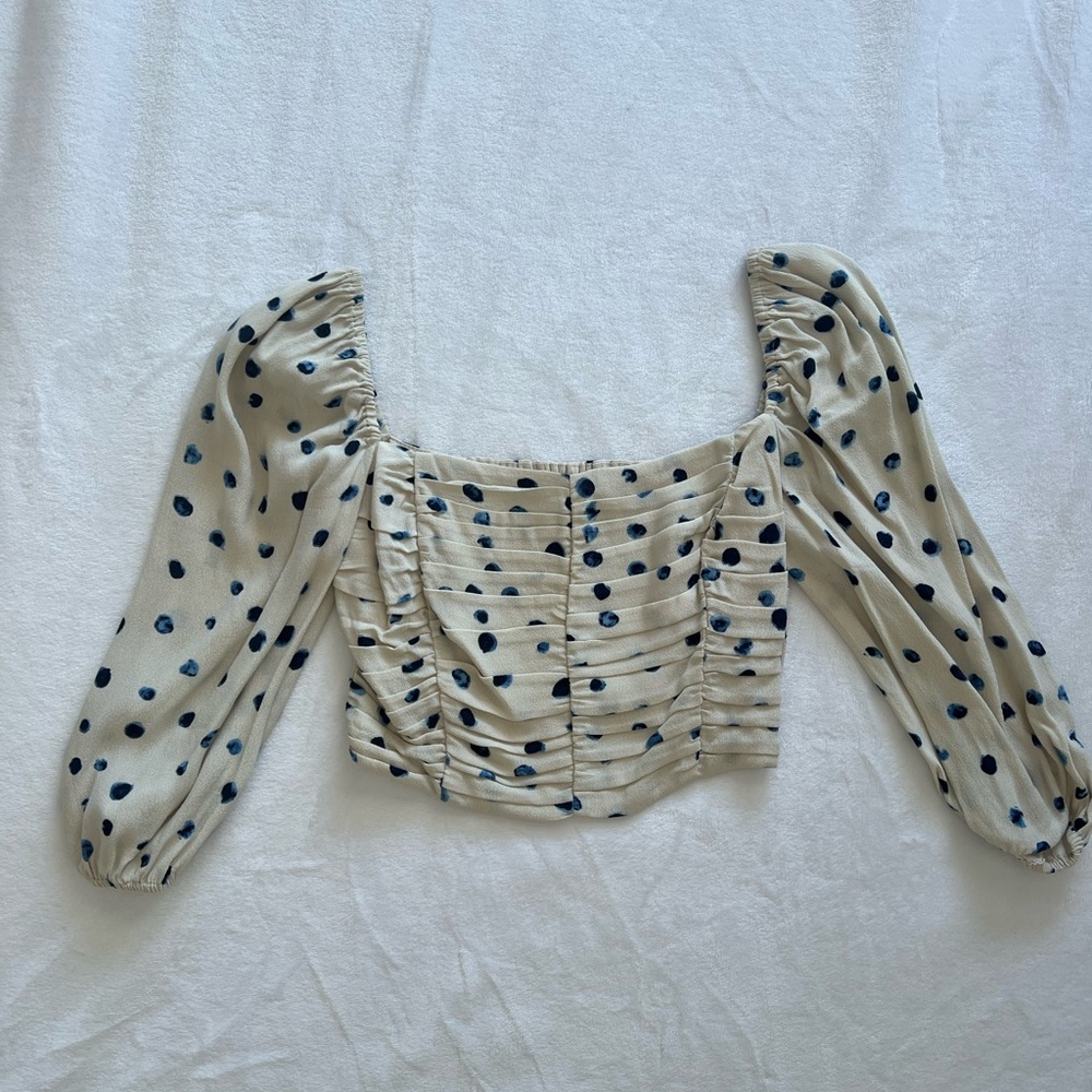 Polka Dot Puff Sleeve Top